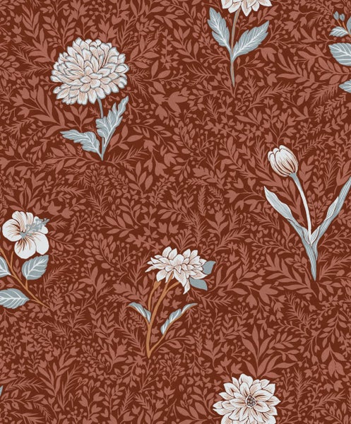 Masureel Tapete Blumen Terrakotta - 53 cm x 10.05 m - 632011