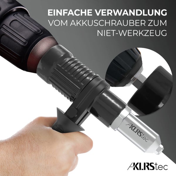 KLRStec® Nietenzangen-Blindnietadapter – Nietaufsatz für Akkuschrauber und Bohrmaschinen