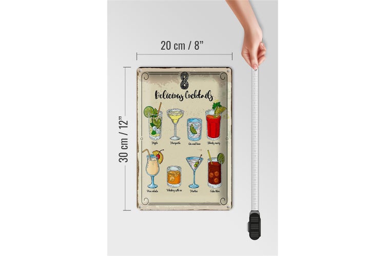Blechschild Spruch Cocktails Mojito Martini Margarita 20x30cm