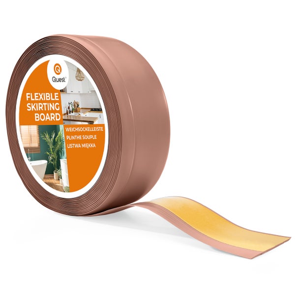 Quest Weichsockelleiste, Breite Sockelleiste 70 x 20 mm, PVC Knickleiste für Wand, Boden, Flexibel, Hellbraun, 1 Meter