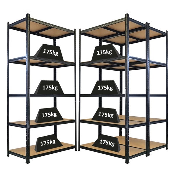 Zwei Metallregale mit jeweils fünf Regalböden, Traglast 175 kg pro Boden