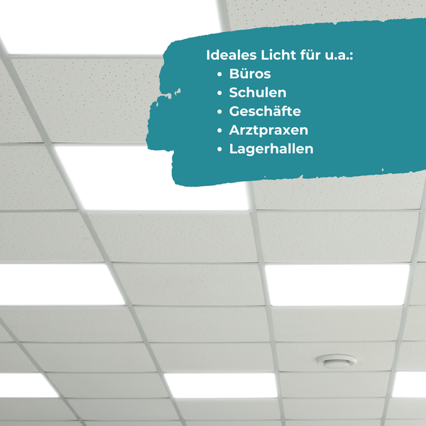 Deckenbeleuchtung in Büros, Schulen, Geschäften, Arztpraxen und Lagerhallen