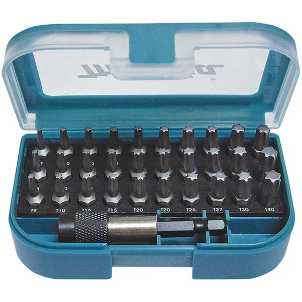 Makita Bit-Set in einer Kunststoffbox mit transparentem Deckel