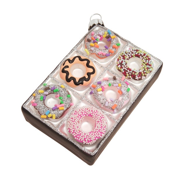 Dekorative Donuts in einer Schachtel als Christbaumschmuck