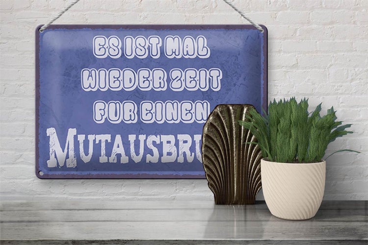 Blechschild Spruch 30x20cm es Zeit für einen Mutausbruch