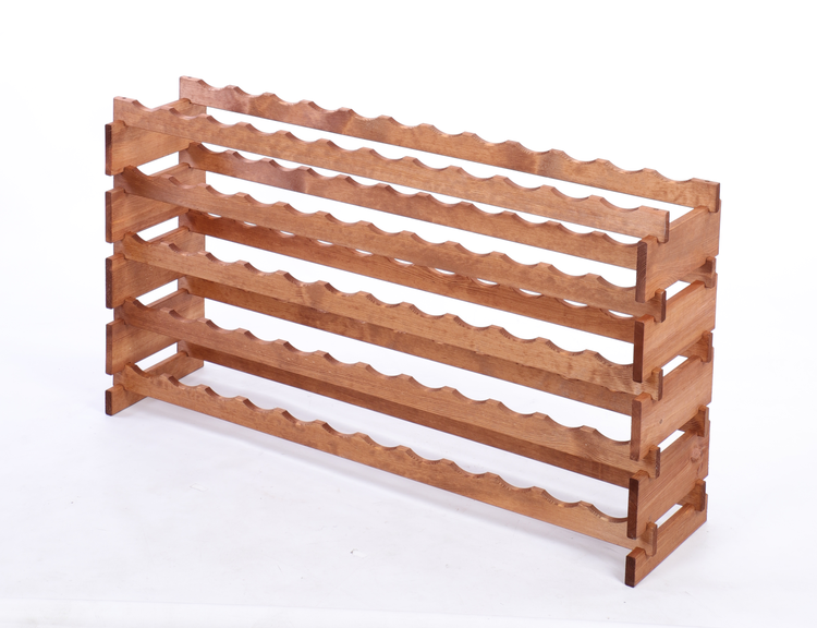 Weinregal VINOTECA FLEX PRO HxBxT 65x123x28cm 60 Flaschen auf 5 Ebenen Massives Kiefernholz Braun geölt