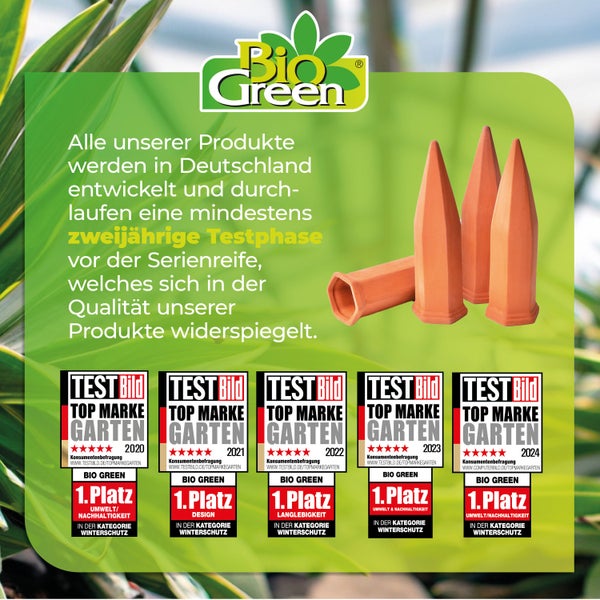 Topfpflanzenbewässerung „Hydro Wine“ 4 Stk. Tonkegel für Wein- & PET-Flaschen