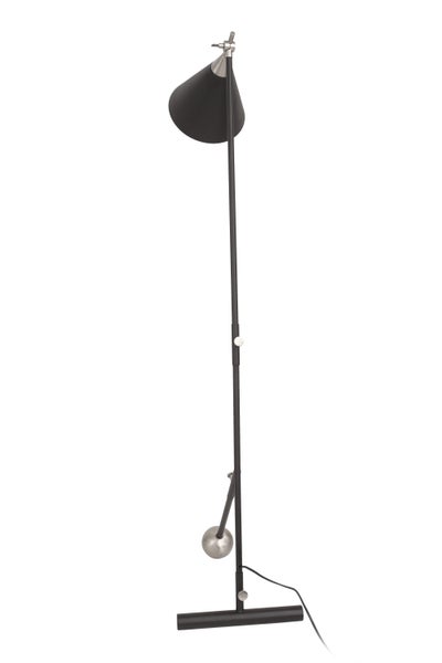 Designer Stehlampe im Factory-Style Schwarz Silber, Loft Stil Lampe 144 cm | Wohnzimmer Esszimmer Leuchte