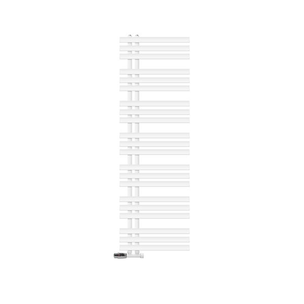 LuxeBath Badheizkörper Iron EM 500x1600 mm Weiß Mittelanschluss mit Anschlussgarnitur und Thermostat Eck Wand, Design Heizkörper Bad Heizung Handtuchwärmer Handtuchtrockner Handtuchheizkörper