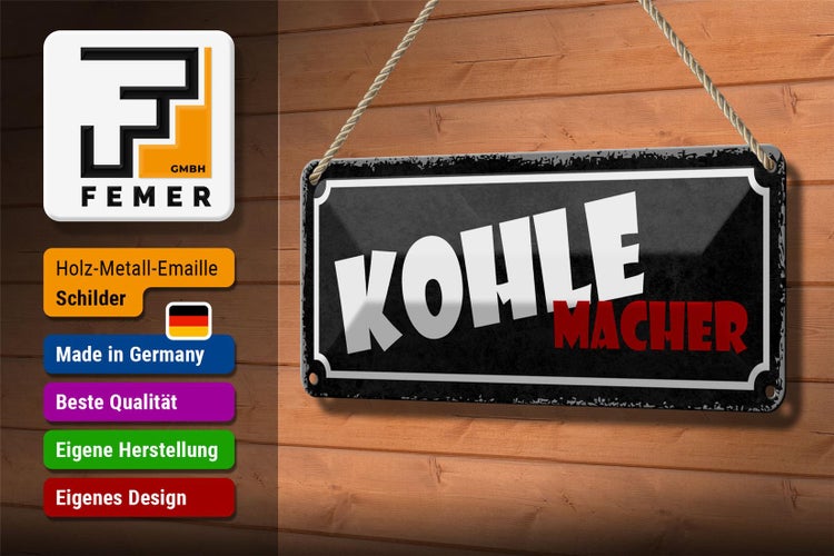 Blechschild Spruch 27x10cm Kohle Macher Geld Dekoration