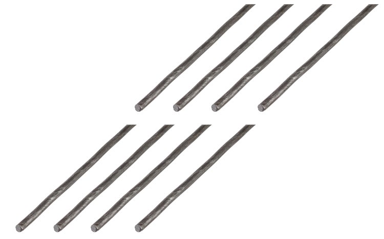 Set aus acht glatten Rundstäben aus Stahl für Handwerk und Konstruktion