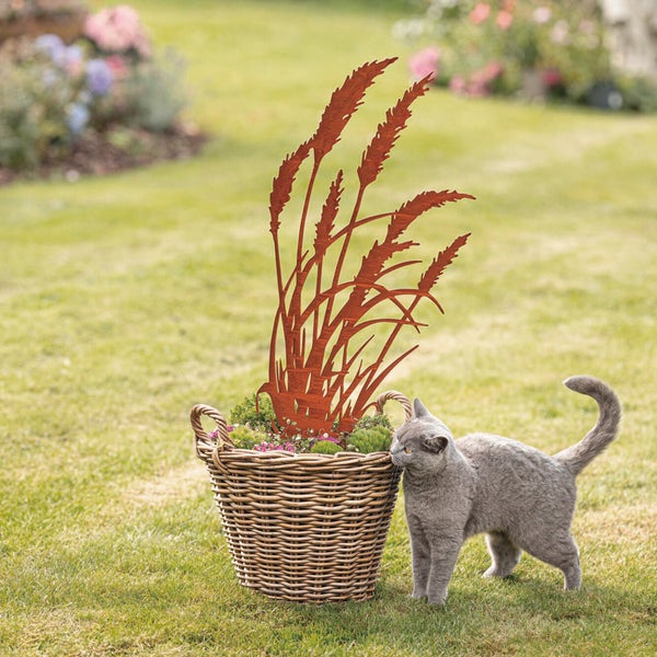 FRANK FLECHTWAREN|Gartenstecker Schilf, 41,5 x 92 cm, METALL