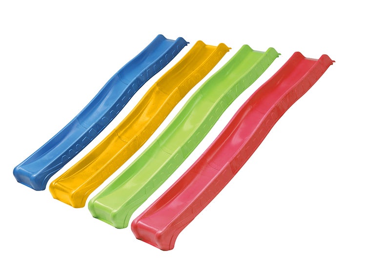 Wellenrutschen aus Kunststoff für Spieltürme in verschiedenen Farben.