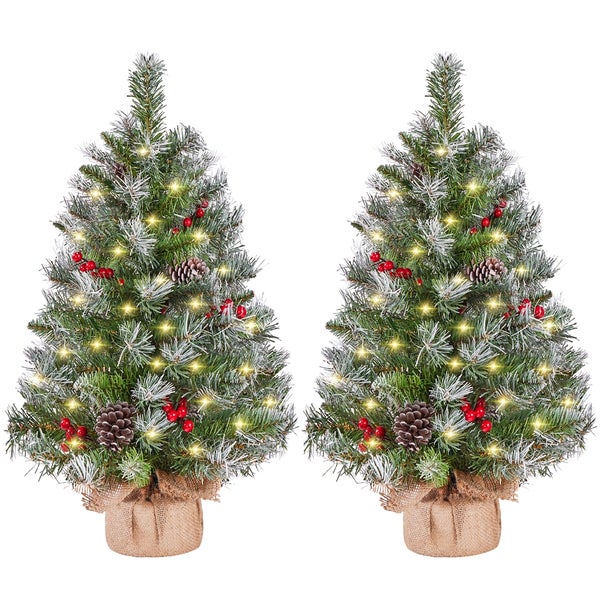 Yaheetech 2er-Set 92 cm Mini Künstlicher Weihnachtsbaum , Grün