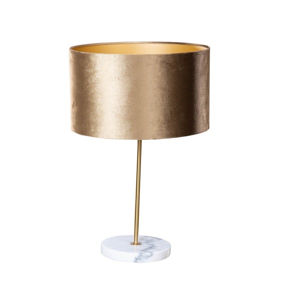 Tischleuchte mit Lampenschirm, Metallständer und Marmorfuß