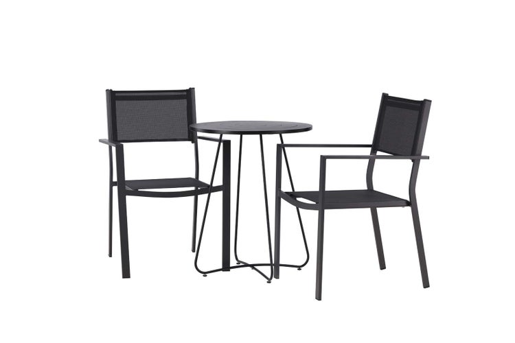Bacong Gartenset Tisch, 2 Stühle  schwarz. 60 X 60 X 67 cm
