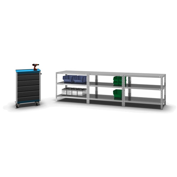 PROREGAL Fachbodenregal Schraubsystem Heavy-Duty Grundregal HxBxT 80 x 100 x 50 cm 3 Ebenen Fachlast 350 kg Beidseitig Nutzbar Verzinkt