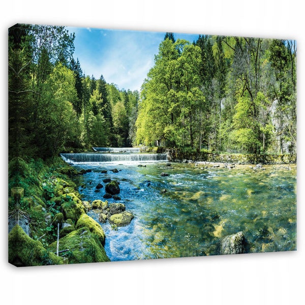 Wandbild mit einem Fluss und Bäumen