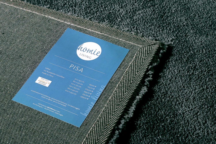 Teppich Rund Anthrazit Grün Hochflor Pisa Homie Living 120 cm rund