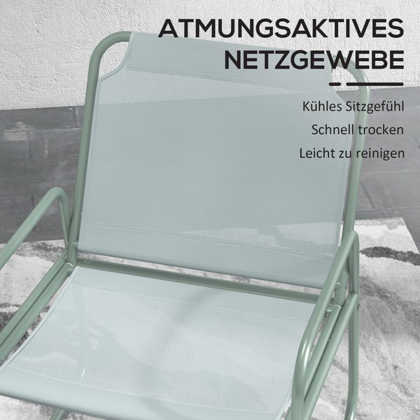 Outsunny Gartenmöbel-Set, 3tlg. Bistro-Set, inkl. 1 Tisch, 2 Stühlen, für Garten, Terrasse, 63L x 57B x 82H cm, Mesh, Grün