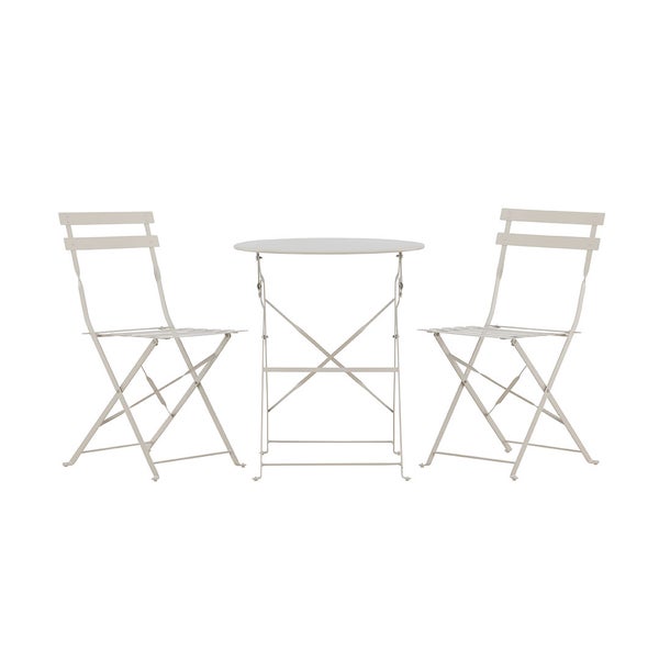 Tao Loungeset 1 Tisch, 2 Stühle beige. 60 X 60 X 71 cm
