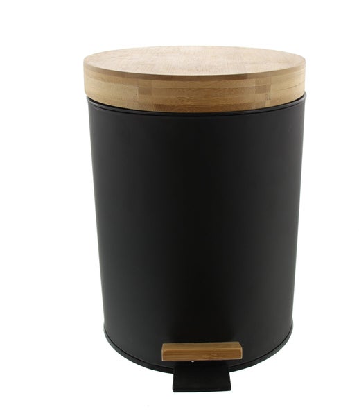 FRANK FLECHTWAREN | Treteimer Bambus, KUNSTSTOFF, Ø 20 x 28 cm, Einsatz Ø 20 x 21 cm, ca. 5 Liter Fassungsvermögen