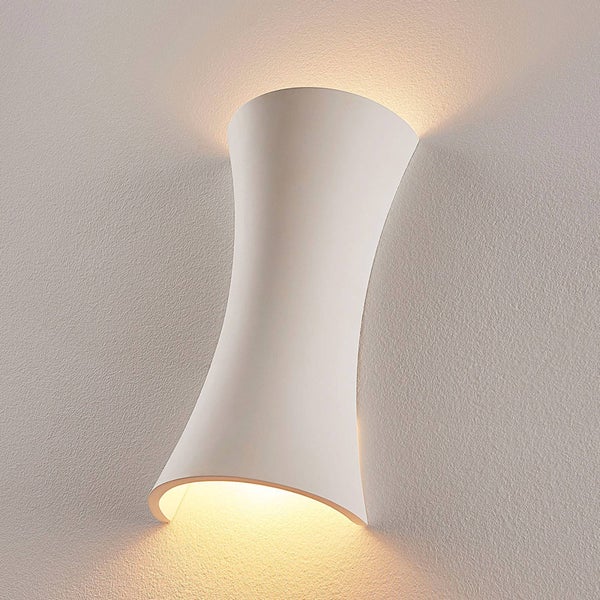 Lindby Wandleuchte, Wandlampe Innen Edon (Modern) in Weiß aus Gips/Ton (2 flammig E14) - Wandstrahler Wandbeleuchtung Schlafzimmer / Wohnzimmer Licht nach oben & unten Schlafzimmerleuchte