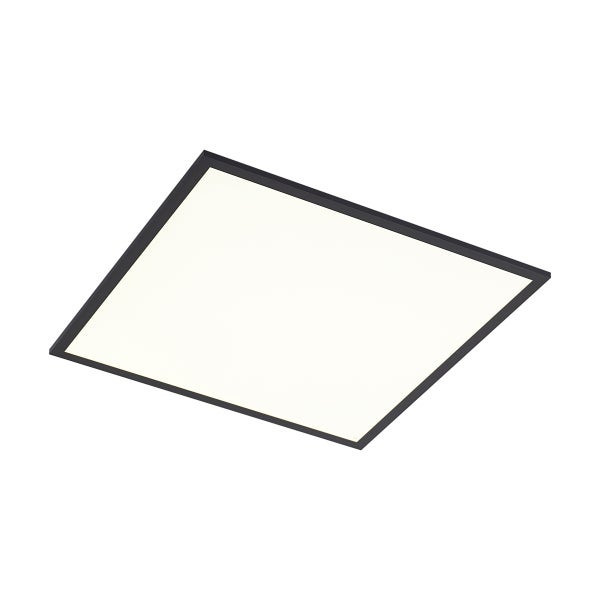 Quadratisches LED-Panel mit schwarzem Rahmen für die Deckenmontage.