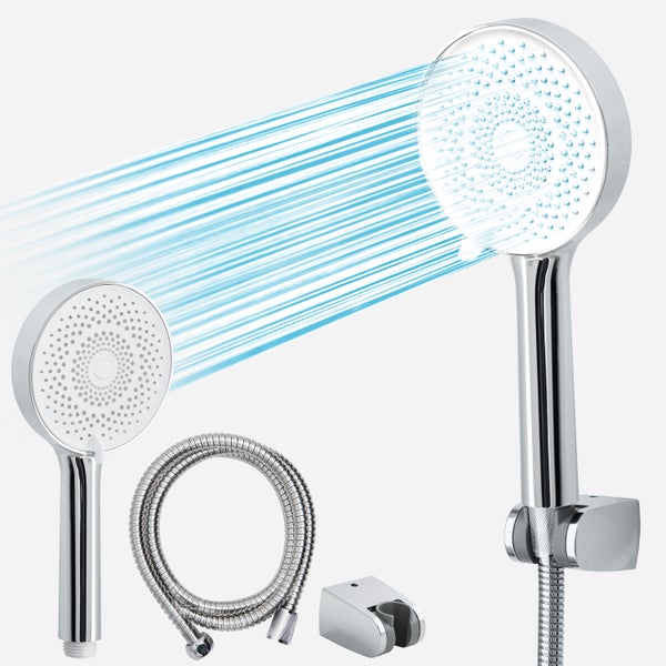 Handbrause mit Brauseschlauch Set, EuroFlux Chromweiß