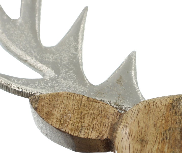 FRANK FLECHTWAREN | Dekohänger Hirsch, HOLZ, METALL, 19 x 22 cm