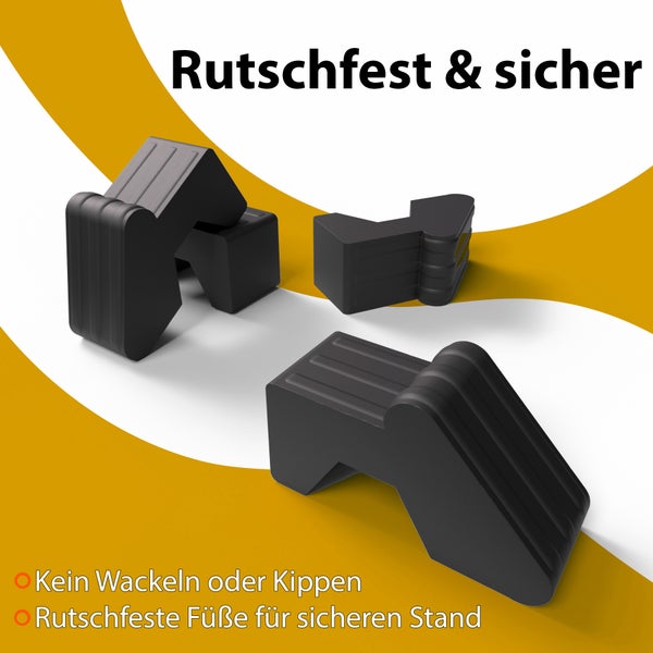 Rutschfeste und sichere Gerätefüße für stabilen Stand