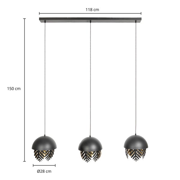Lucande Pendelleuchte Aparas (Design, Modern) in Schwarz aus Metall (3 flammig E27) - Design-Hängeleuchte Esstischlampe Hängelampe Hängeleuchte Wohnzimmerleuchte