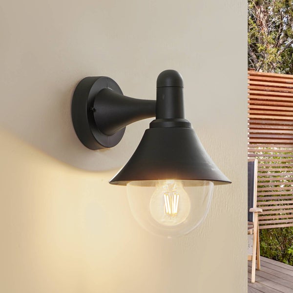 Lindby Wandleuchte außen Keicy (spritzwassergeschützt (Modern) in Schwarz (1 flammig, E27) - Außenwandleuchten Wandlampe Led Außenlampe Outdoor für Außenwand/Hauswand