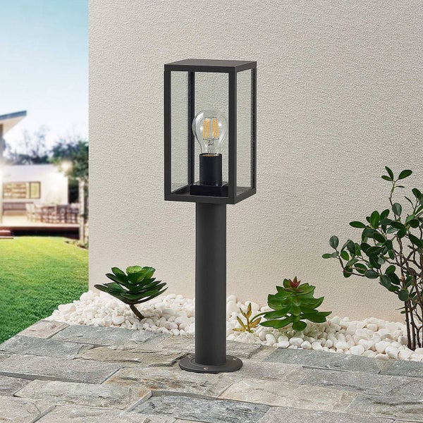 Lindby Außenleuchte Filimon (spritzwassergeschützt (Modern) in Schwarz aus Aluminium (1 flammig, E27) - Wegeleuchte Pollerleuchte Wegelampe Sockelleuchte