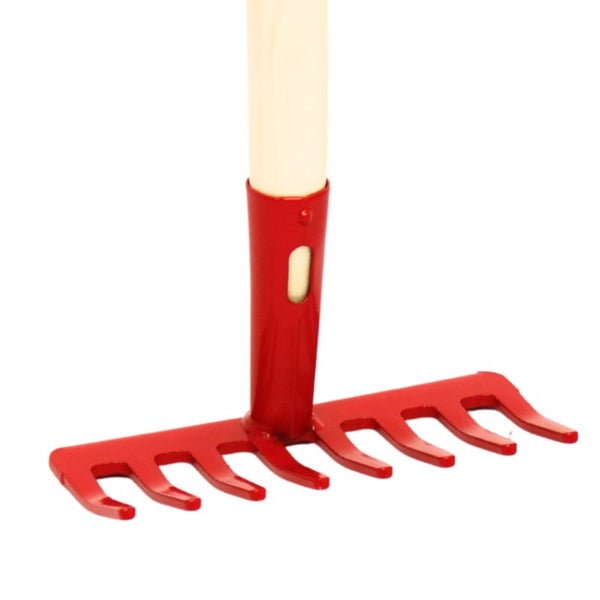 Kinderrechen (Metall) mit Holz-Stiel - Rot