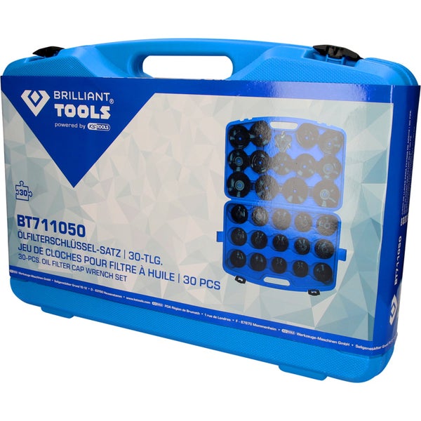 Ölfilterschlüssel Satz in einem blauen Werkzeugkoffer