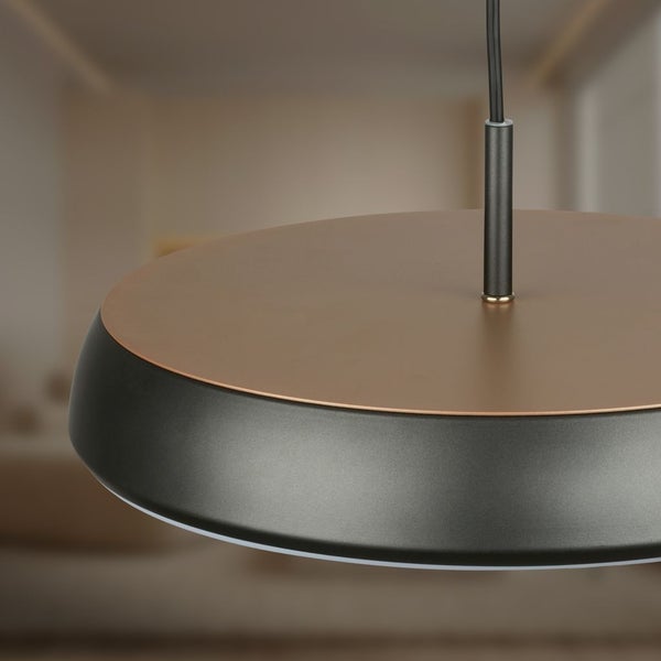 Runde Pendelleuchte mit flachem Schirm aus Metall, modernes Design für die Innenbeleuchtung