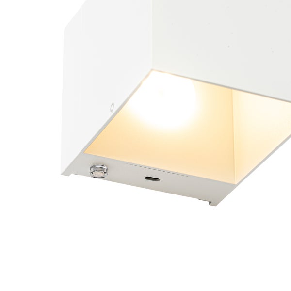 Set mit 2 Wandleuchten weiß mit Dimmer wiederaufladbar - Joris