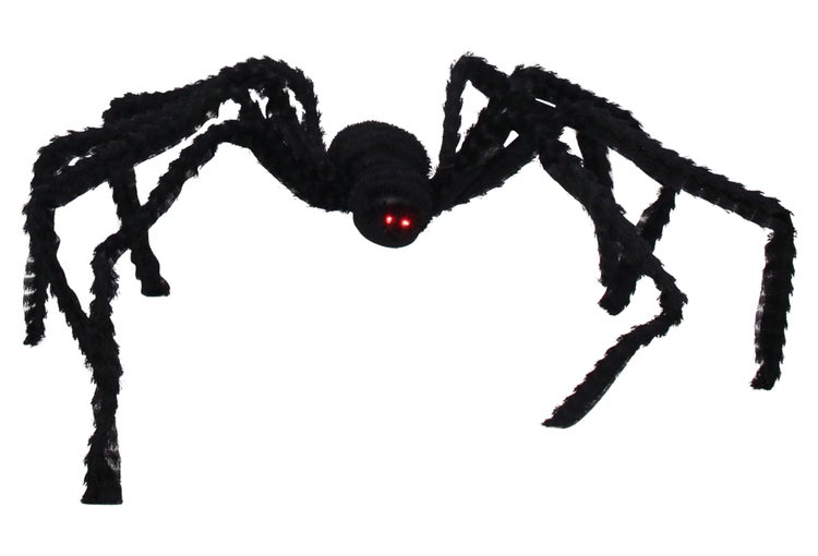 Dekorative Spinne mit roten Augen als Halloween-Dekoration