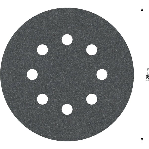 Schleifscheibe, 125 mm Durchmesser, mit acht Löchern