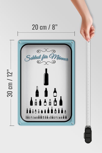 Blechschild Spruch 20x30cm Sehtest für Männer Bier Alkohol
