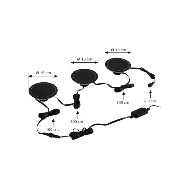 Lindby LED Smart Home Wegbeleuchtung Garten Thalas dimmbar (Modern) in Schwarz (3 flammig, )