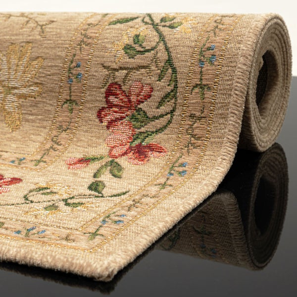 Gewebter Bordürenteppich im floralen Design Flomi Beige 120x170 cm