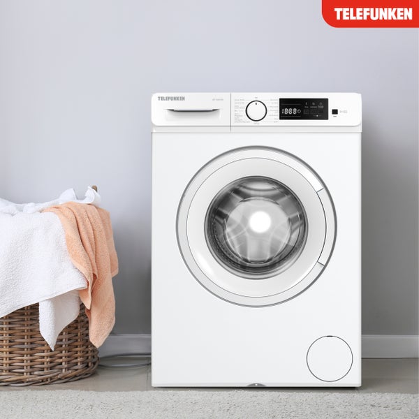 Telefunken Waschmaschine vor hellgrauem Hintergrund