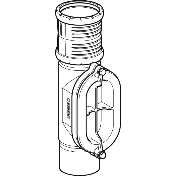 Geberit Reinigungsrohr mit ovaler Reinigungsöffnung und Schraubverschluss für Abwassersysteme.