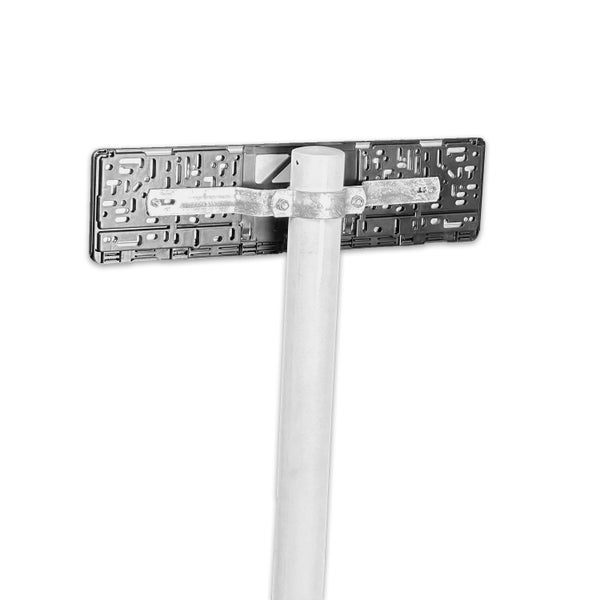 UvV Parkplatzschild + Halterung + Standpfosten + individueller Text / Kennzeichenhalter zum Betonieren + Reflexfolie