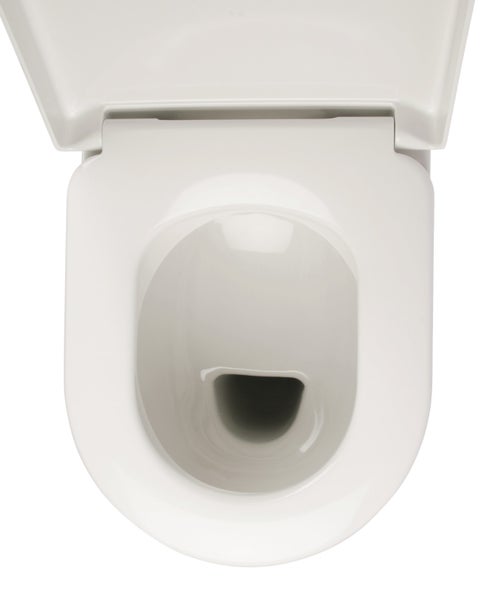 Hänge-WC mit offenem Spülrand und WC-Sitz von oben