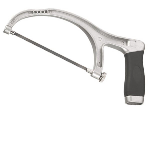 Puksäge mit ergonomischem Handgriff und Metallbügel.