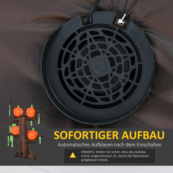 HOMCOM Aufblasbarer Spukbaum mit LED Beleuchtung, 180x80x240cm, Polyester, Braun