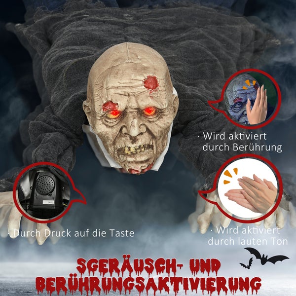 HOMCOM Halloween-Dekoration, 45L x 20B x 159Hcm, Polyester, PE, Stahl, Mehrfarbig